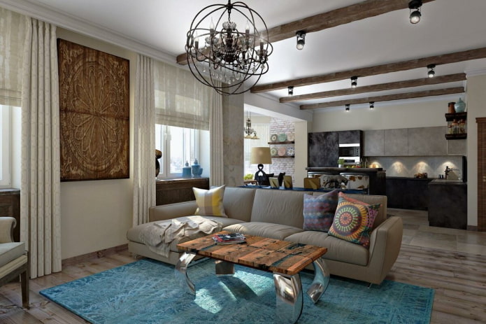 originelle Zonierungsmöglichkeit im Wohnküchen-Interieur